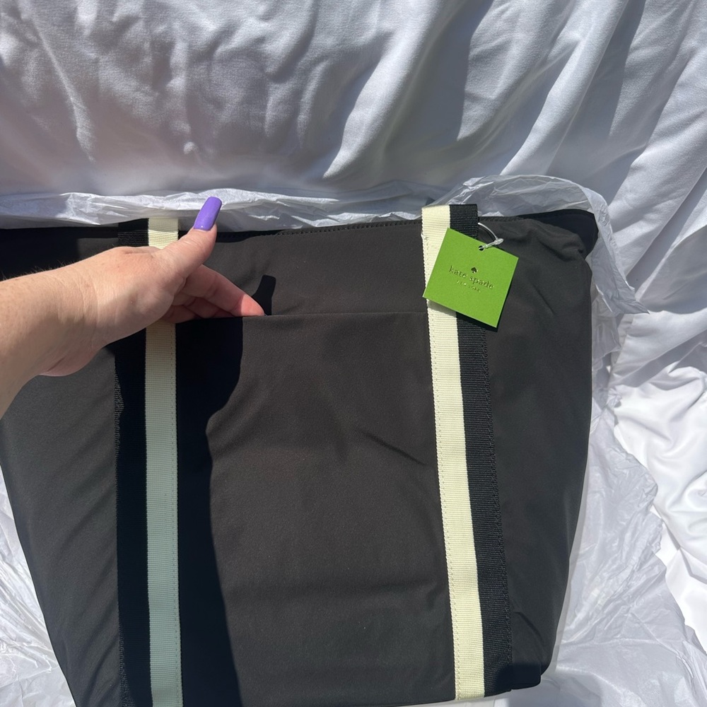 Kate Spade Black Tote with Ivory Straps nwt